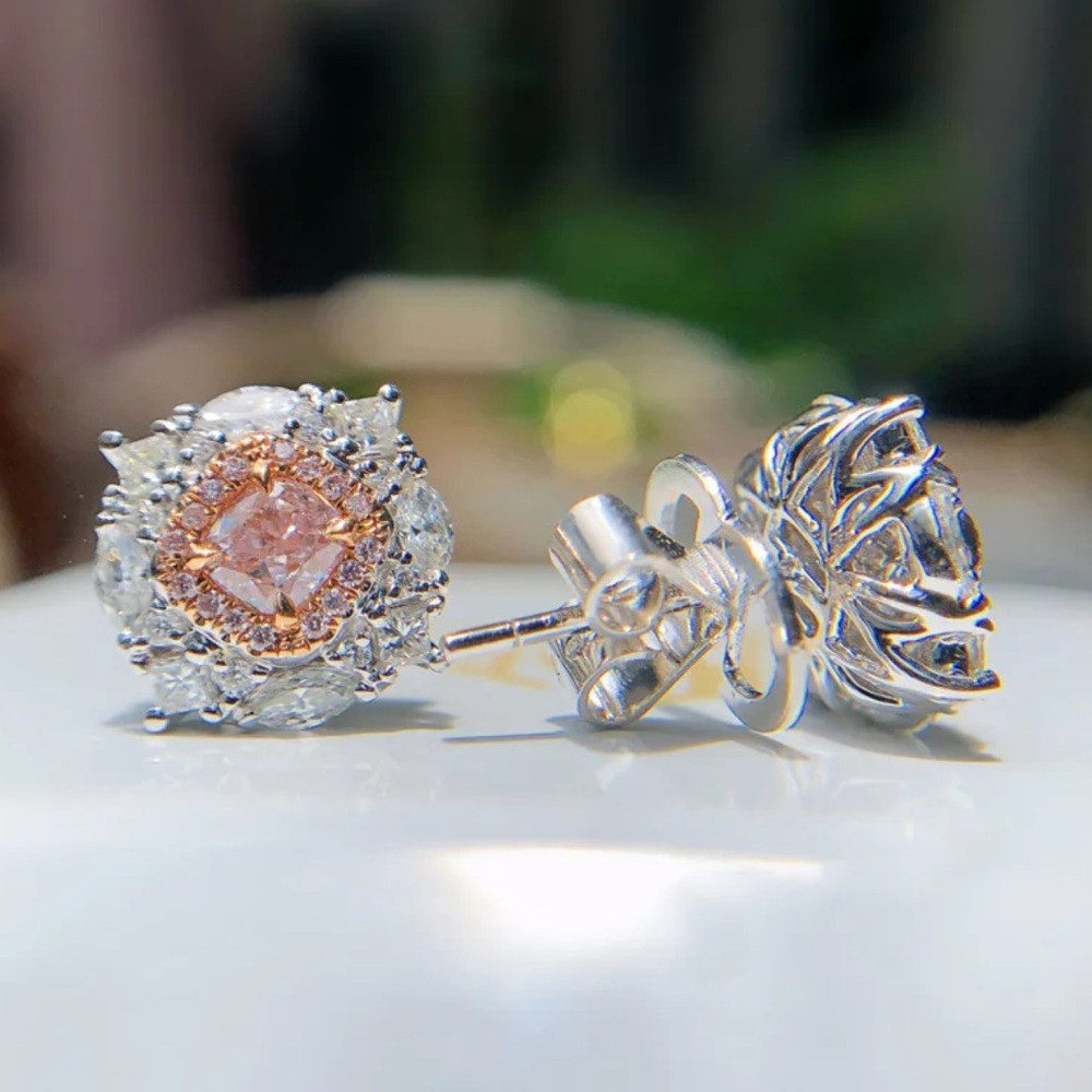 Dainty Pink Crystal Earrings - Picture 6 of 6